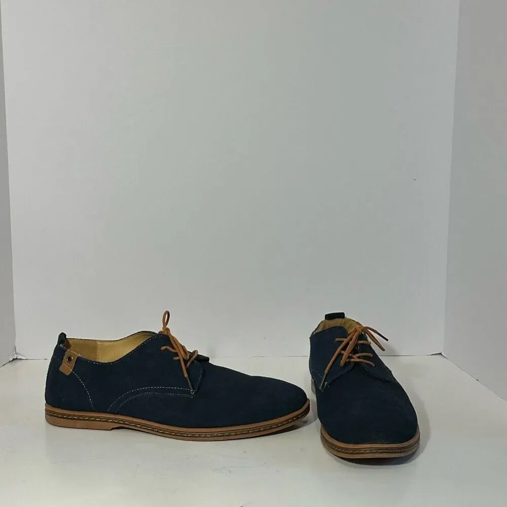 Kunsto Men’s Blue Suede Oford Shoes | Men Size 12